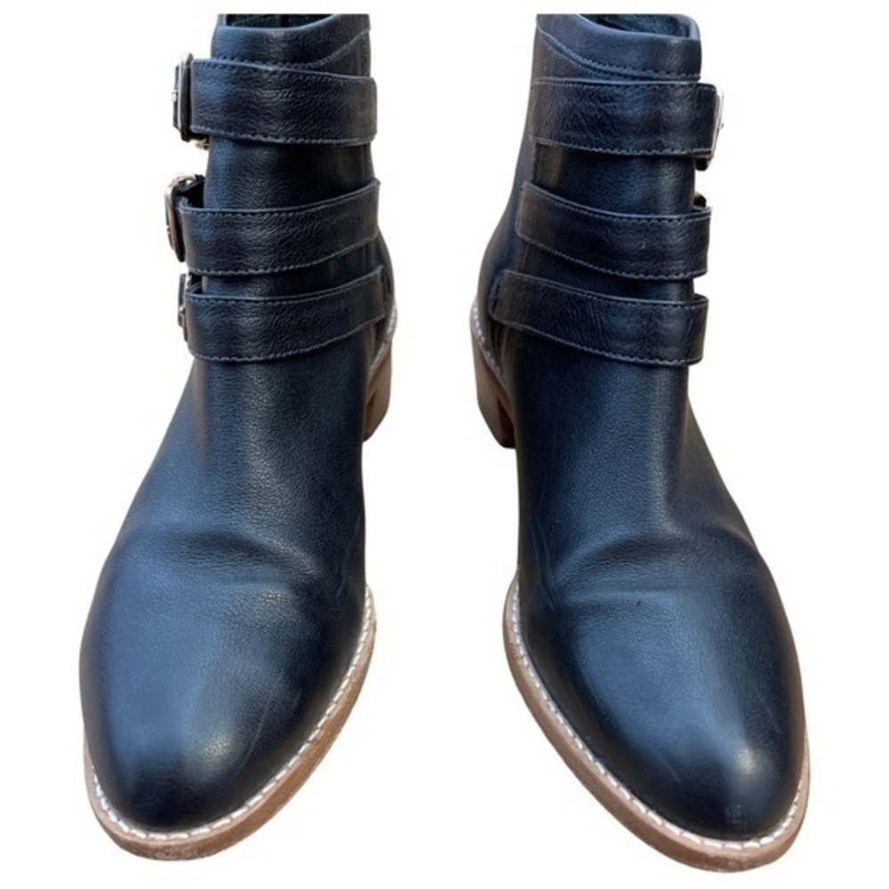 Loeffler Randall โข Fenton Buckle Leather Ankle Booties Boots 7.5 ASO Zoe Benson - Picture 4 of 13
